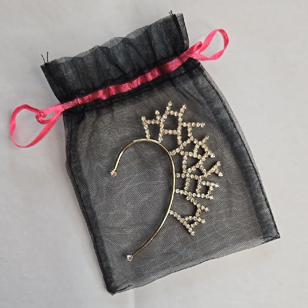 NWT Ear Cuff Gold-tone Champagne Faux Crystals Stylized Coral Branches